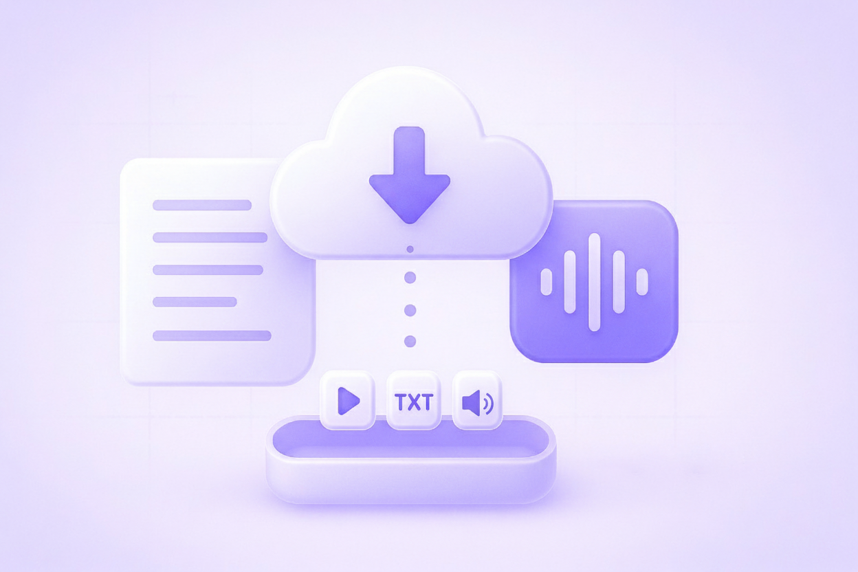 Transcription and Audio Download feature mockup